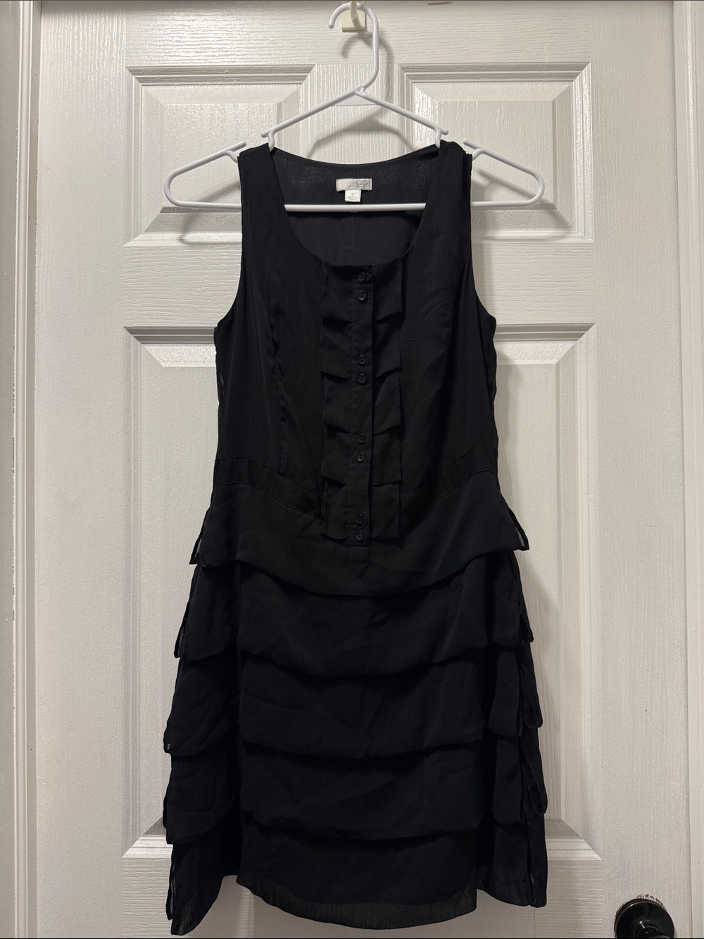 Black Sleeveless Tiered Mini Dress - Classic Evening Layered Design